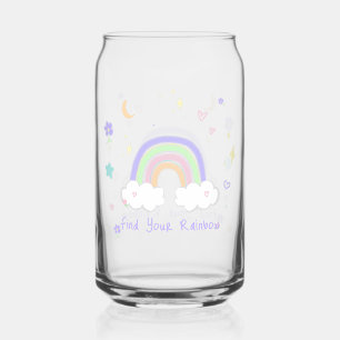 Pastel Rainbow Dreams Glass Can Cup