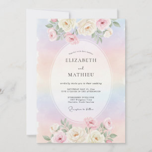 Pastel Rainbow Ethereal Romantic Wedding Invitation