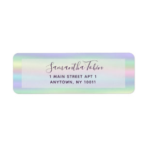 Pastel Rainbow Faux Holo Return Address Label