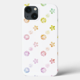 Pastel Rainbow Floral Striped White Case