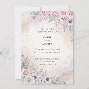 Pastel Rainbow Floral Wedding Invitation