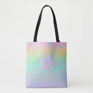 Pastel Rainbow Flower and Dots Tote Bag
