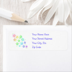 Pastel Rainbow Flowers Return Address Labels