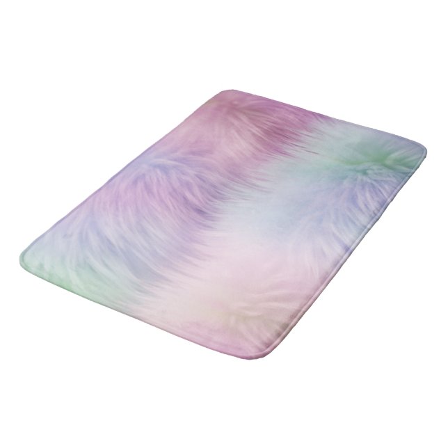 Pastel Rainbow Fur Bath Mat (Angled)
