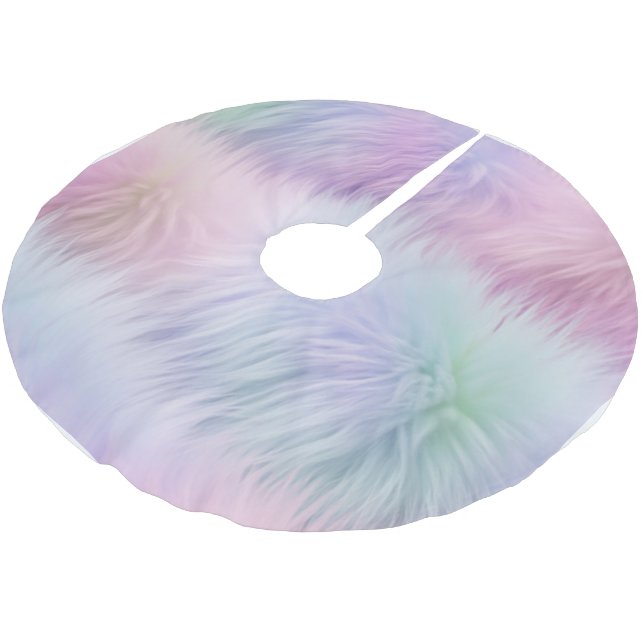 Pastel Rainbow Fur Brushed Polyester Tree Skirt (Angled)