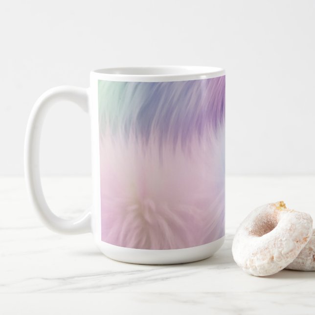 Pastel Rainbow Fur Coffee Mug (With Donut)