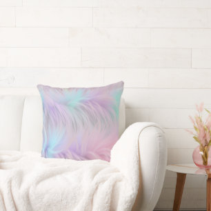 Pastel Rainbow Fur Cushion
