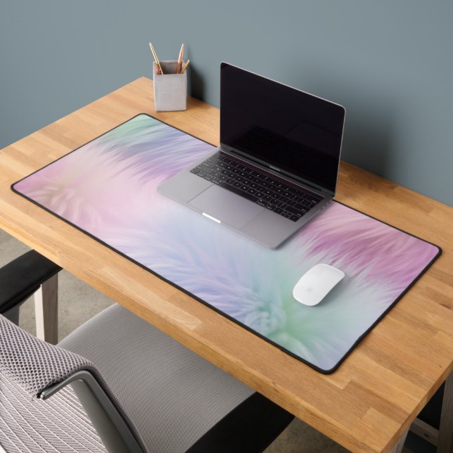 Pastel Rainbow Fur Desk Mat (Office 2)