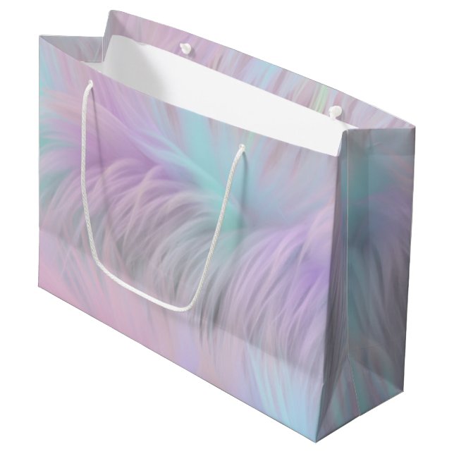 Pastel Rainbow Fur Large Gift Bag (Front Angled)