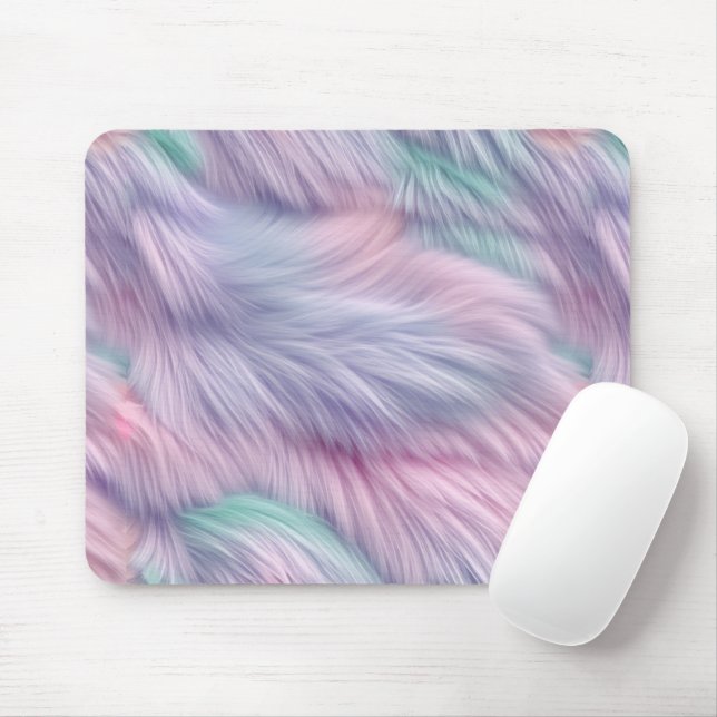 Pastel Rainbow Fur Mouse Mat (With Mouse)