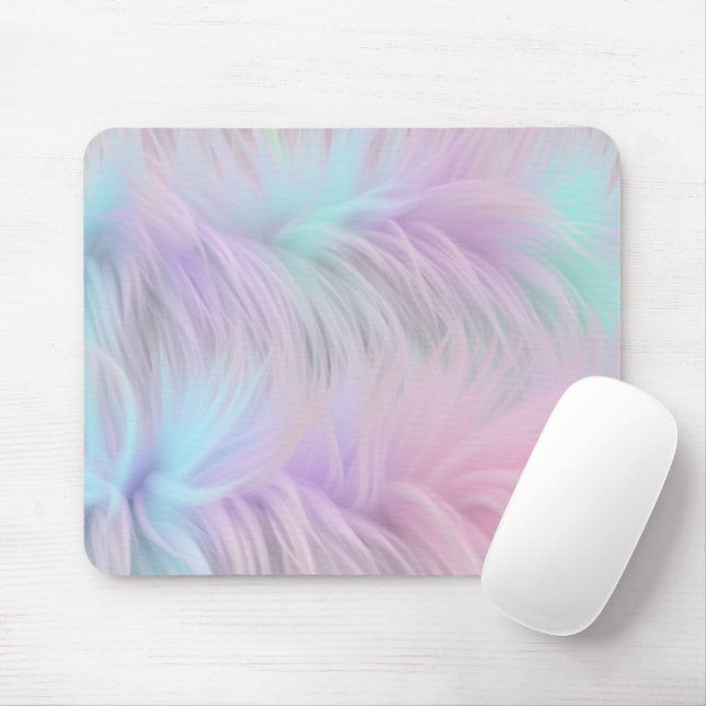 Pastel Rainbow Fur Mouse Mat (With Mouse)