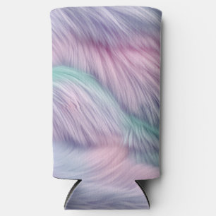Pastel Rainbow Fur Seltzer Can Cooler