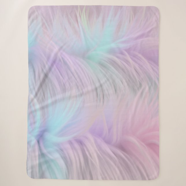 Pastel Rainbow Fur Sherpa Blanket (Front)