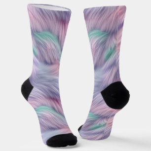 Pastel Rainbow Fur Socks