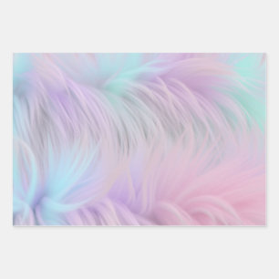 Pastel Rainbow Fur Wrapping Paper Sheet