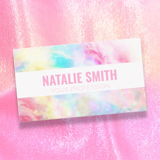 Pastel Rainbow Galaxy Marble Modern Colourful Bold Business Card (Creator Uploaded)