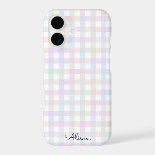 Pastel Rainbow Gingham Personalised Phone Case