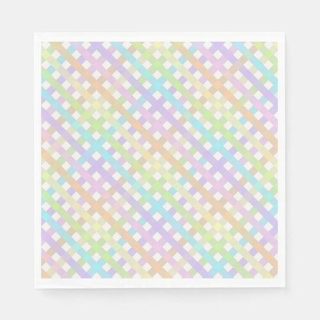 Pastel Rainbow Gingham Plaid Napkin (Front)