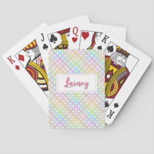 Pastel Rainbow Gingham Plaid Playing Cards