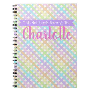 Pastel Rainbow Gingham Plaid Spiral Photo Notebook