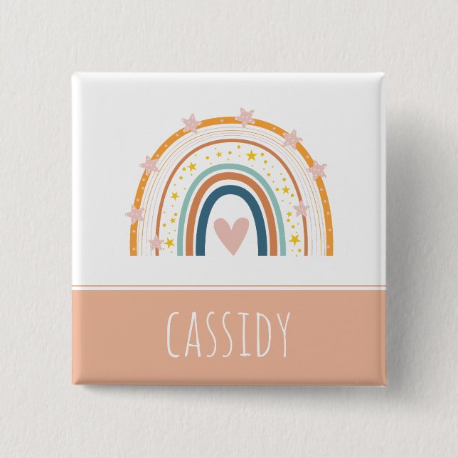 Pastel rainbow girls  15 cm square badge (Front)