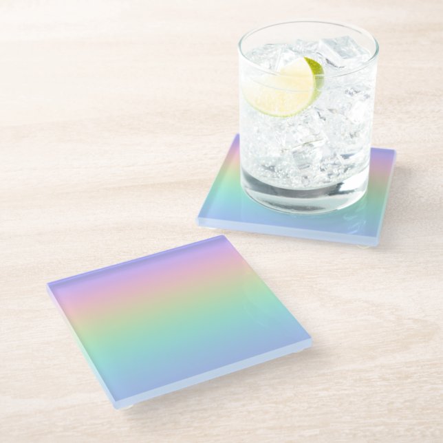 Pastel rainbow glass coaster (Angled)