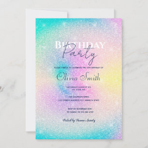 Pastel Rainbow Glitter Gradient Invitation