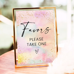 Pastel Rainbow Gold Birthday Favours Sign