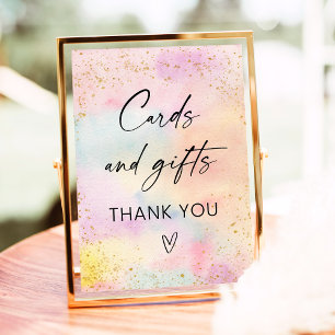 Pastel Rainbow Gold Cards and Gifts Birthday Sign