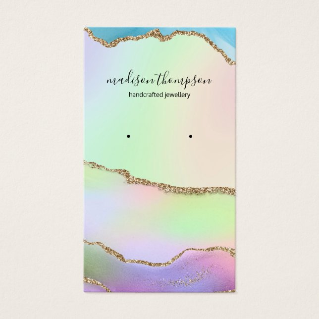Pastel Rainbow Gold Jewelry Earring Display (Front)