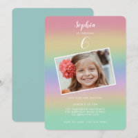 Pastel Rainbow Gradient Colourful Kids Birthday