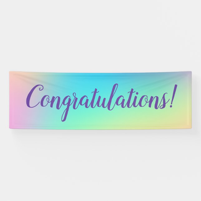Pastel Rainbow Gradient "Congratulations" Banner (Horizontal)