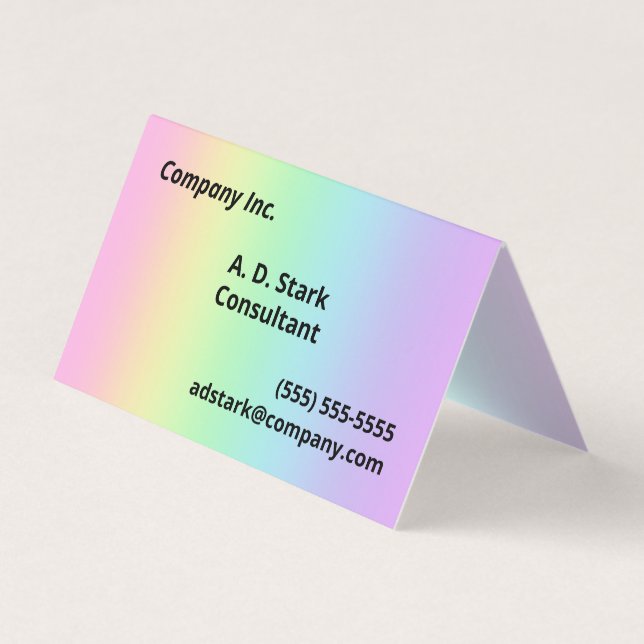 Pastel Rainbow Gradient Folded Business Cards (Front)