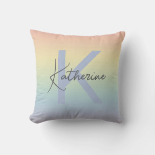 Pastel Rainbow Gradient Monogram Cushion