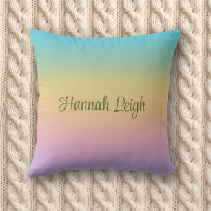 Pastel Rainbow Gradient Ombre Custom Name Cushion