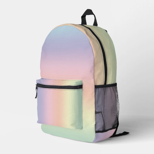 Pastel Rainbow Gradient Printed Backpack (Back Corner Right)