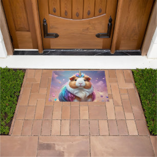 Pastel Rainbow Guinea Pig Unicorn, Doormat