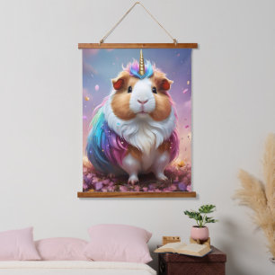 Pastel Rainbow Guinea Pig Unicorn, Hanging Tapestry