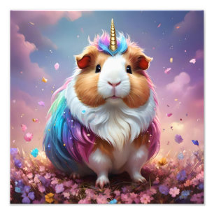 Pastel Rainbow Guinea Pig Unicorn, Photo Print