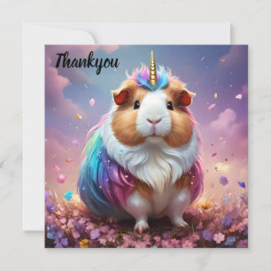 Pastel Rainbow Guinea Pig Unicorn, Thank You Card