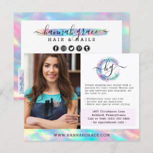 Pastel Rainbow Hair Nails Business Marketing Photo Postcard