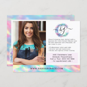 Pastel Rainbow Hair Nails Business Marketing Photo Postcard