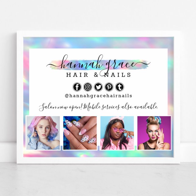Pastel Rainbow Hair Nails Business Marketing Photo Poster (Creator Uploaded)
