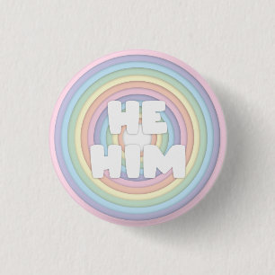 Pastel Rainbow He/Him Pronouns 3 Cm Round Badge