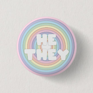 Pastel Rainbow He/They Pronouns 3 Cm Round Badge