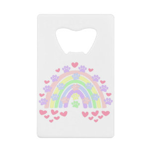 Pastel Rainbow Hearts and Dog Paw Prints