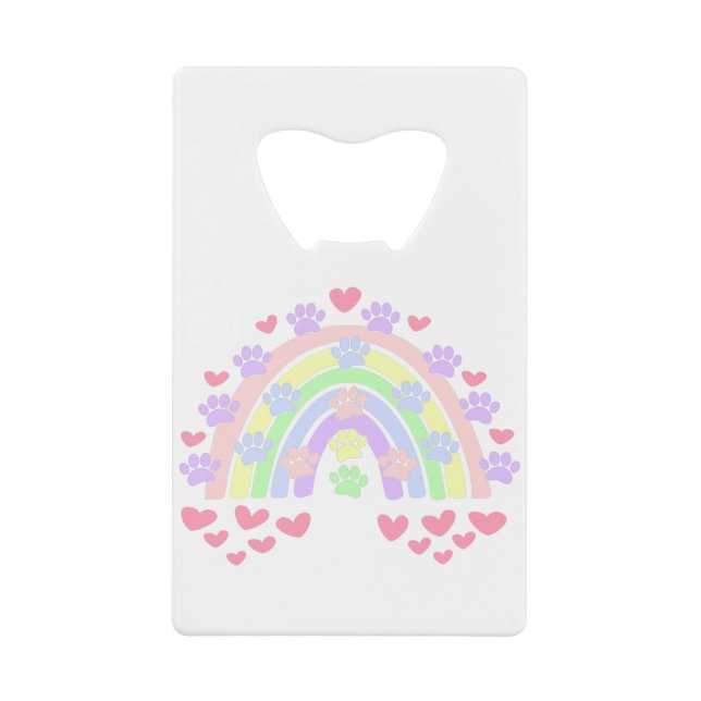 Pastel Rainbow Hearts and Dog Paw Prints (Front)