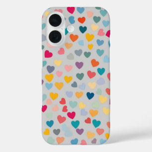 Pastel Rainbow Hearts iPhone 16 Case