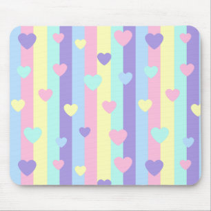  Pastel Rainbow Hearts Mouse Mat