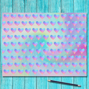 Pastel Rainbow Hearts Pattern Decoupage Tissue Paper